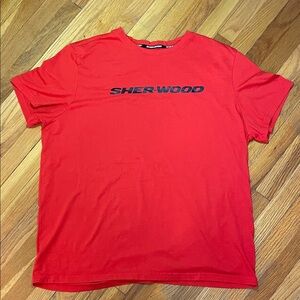 SHERWOOD Men’s Fiery Red Soft Cotton Blend Sporty Athletic Hockey Rink T-shirt